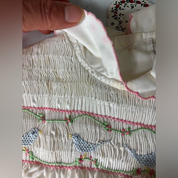 Vintage Baby Girls A Little Angel Blue Floral Collared Smocked Dress Size 6-9mo - Picture 3 of 13